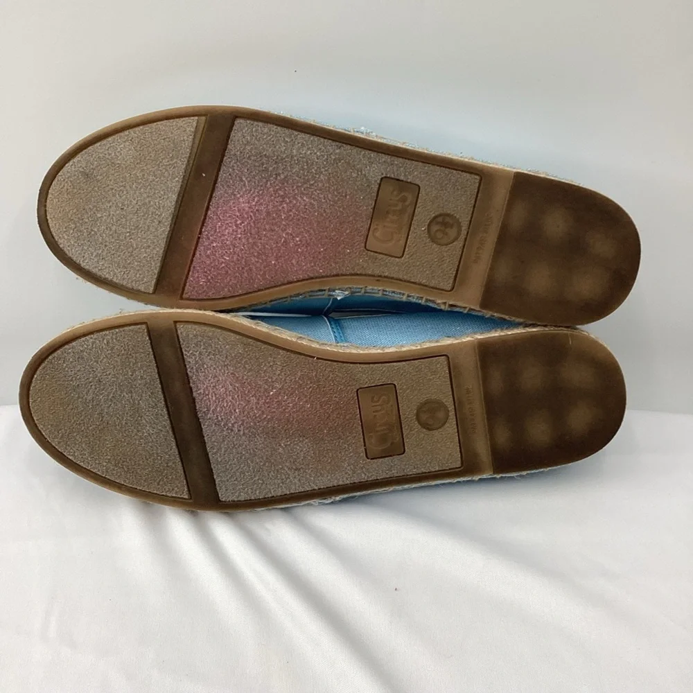 Sam Edelman Circus Light Blue Espadrille Flats with Bee & Gold Crown
